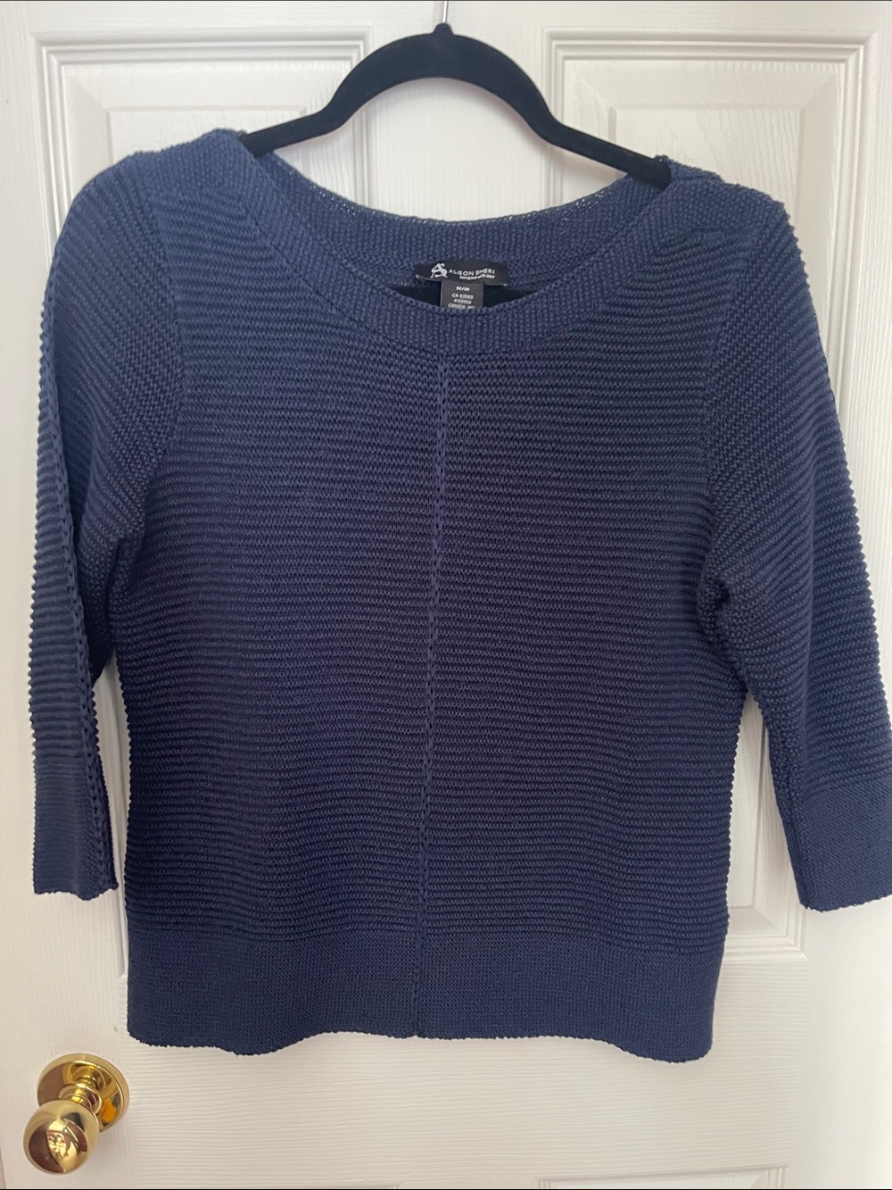 Angela & Alison Navy Ribbed Scoop-Neck Sweater